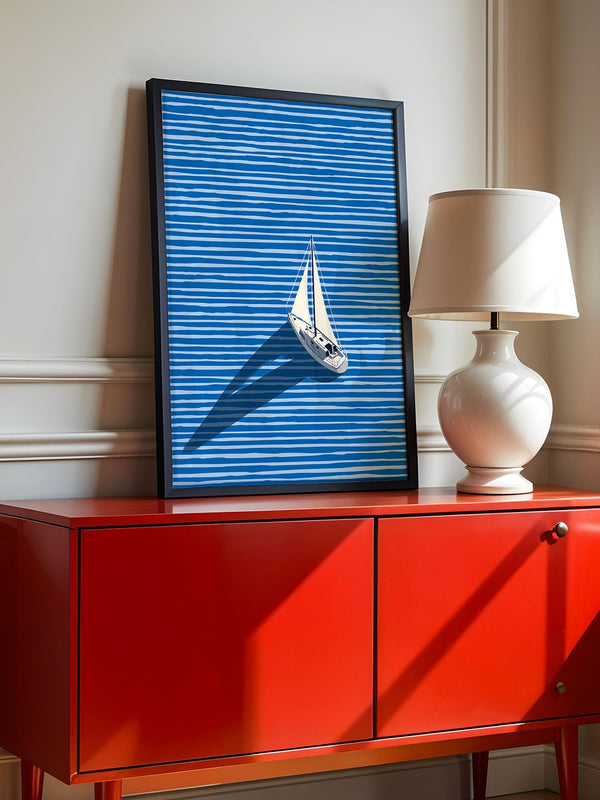 Segelboot Blaue Linien Schatten