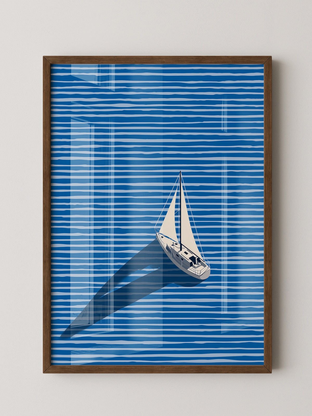 Segelboot Blaue Linien Schatten