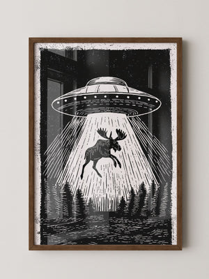 UFO Elch Abstrakt Schwarz-Weiß