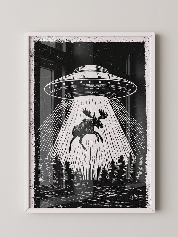 UFO Elch Abstrakt Schwarz-Weiß