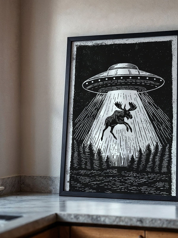 UFO Elch Abstrakt Schwarz-Weiß