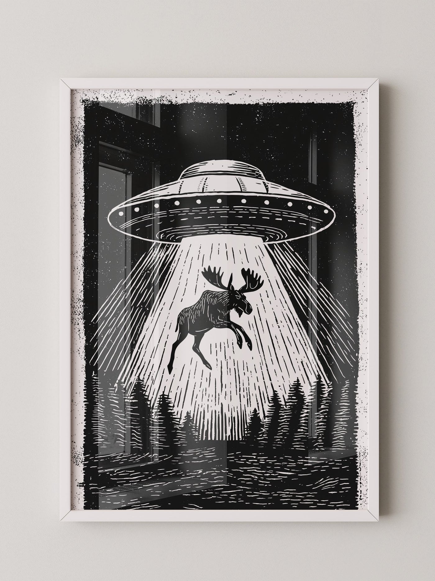 UFO Elch Abstrakt Schwarz-Weiß