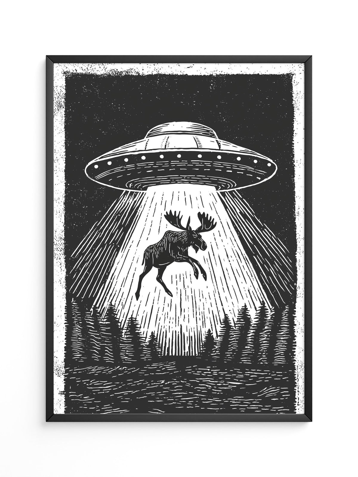 UFO Elch Abstrakt Schwarz-Weiß