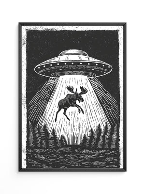 UFO Elch Abstrakt Schwarz-Weiß