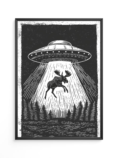 UFO Elch Abstrakt Schwarz-Weiß