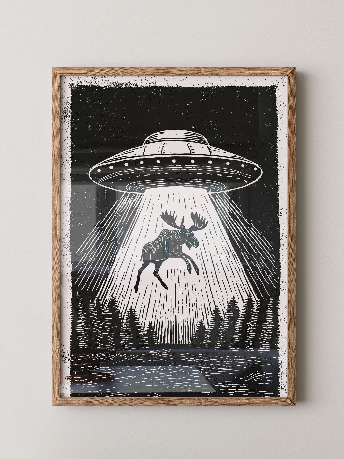 UFO Elch Abstrakt Schwarz-Weiß