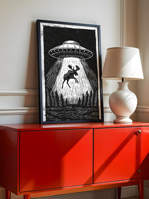 UFO Elch Abstrakt Schwarz-Weiß