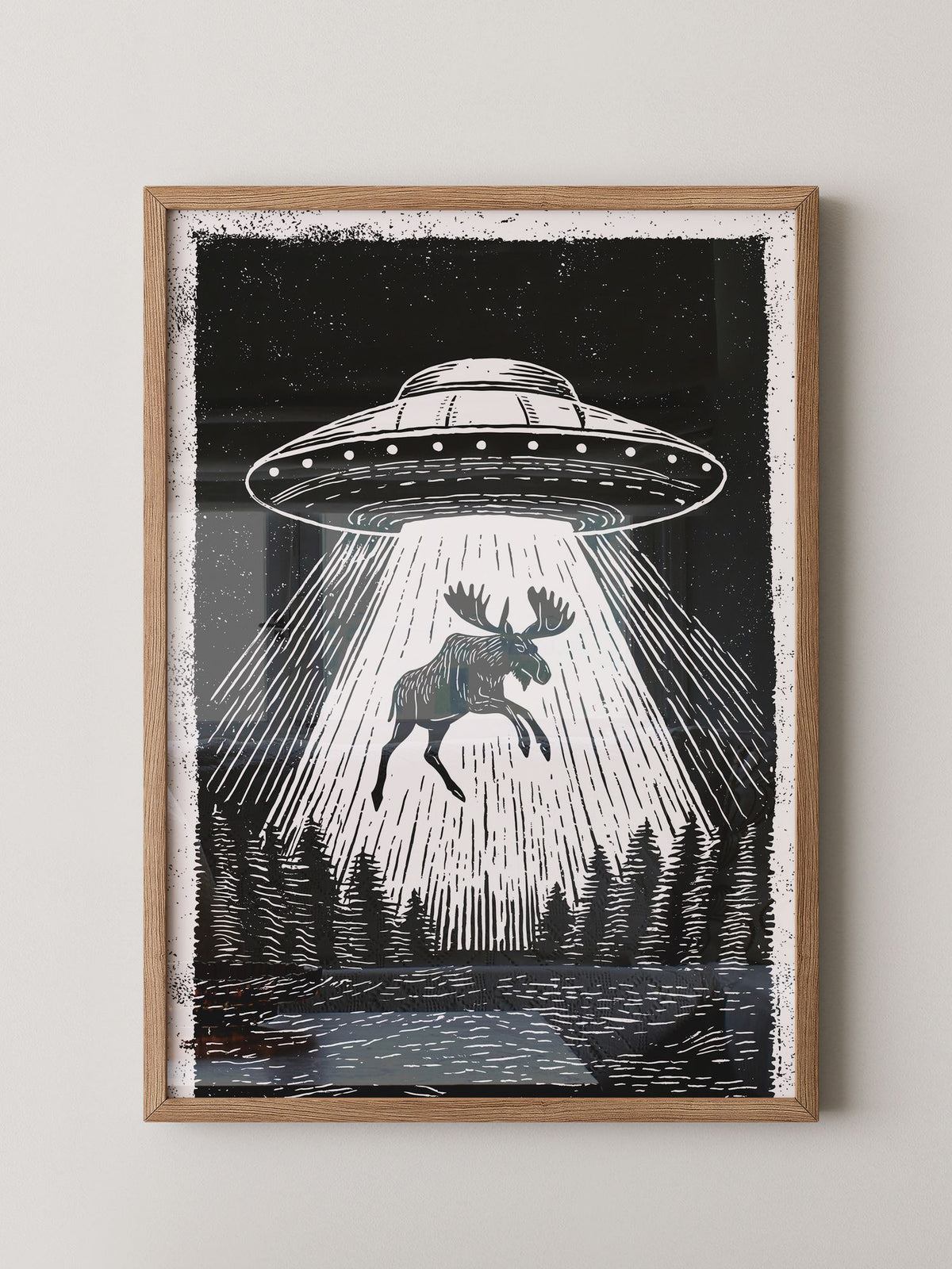 UFO Elch Abstrakt Schwarz-Weiß