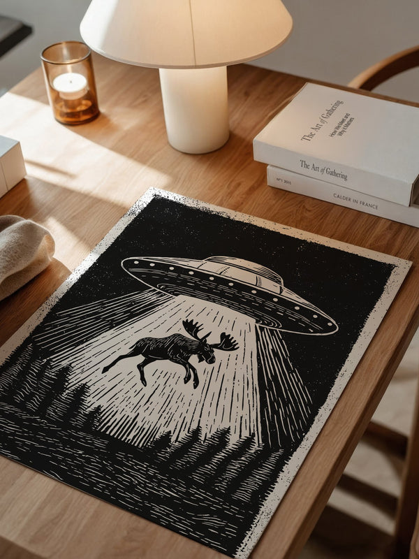 UFO Elch Abstrakt Schwarz-Weiß