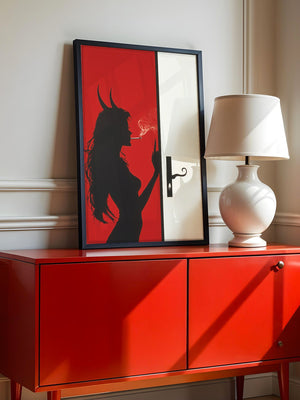 Teufel Silhouette Rote Wand