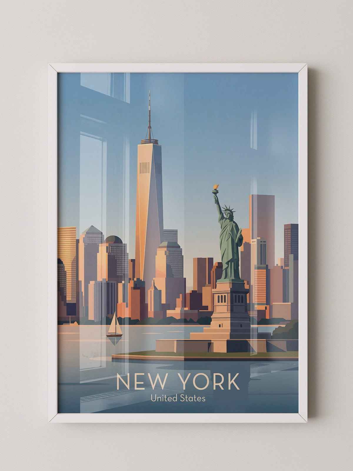 Freiheitsstatue Skyline Pastell
