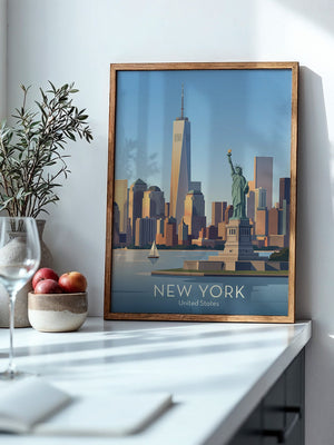 Freiheitsstatue Skyline Pastell