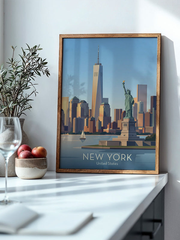 Freiheitsstatue Skyline Pastell