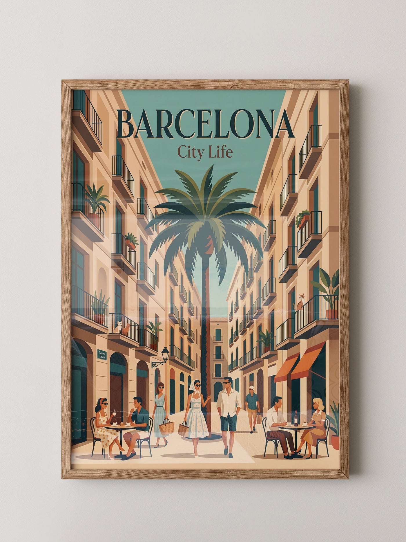 Barcelona Retro Stadtansicht