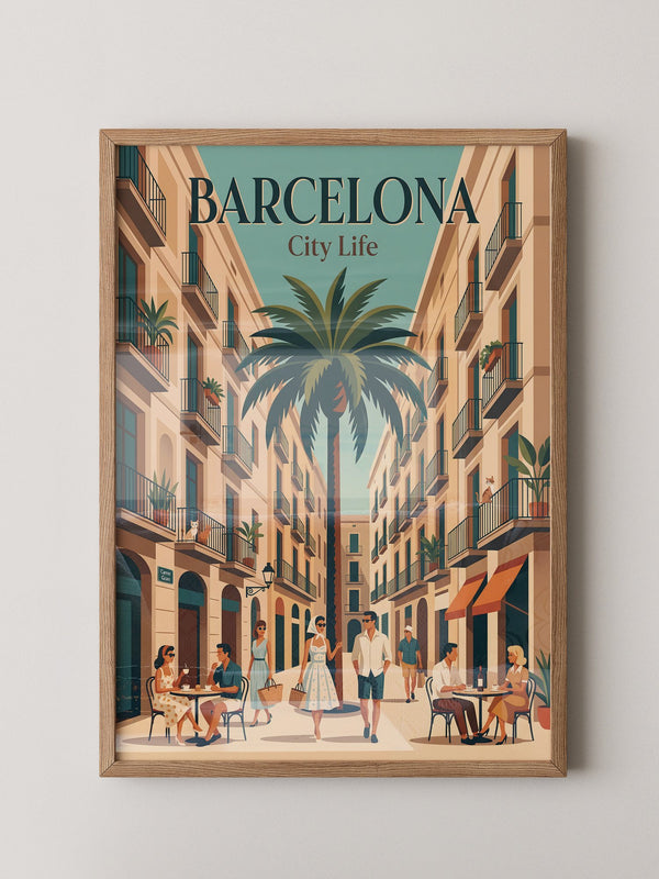 Barcelona Retro Stadtansicht
