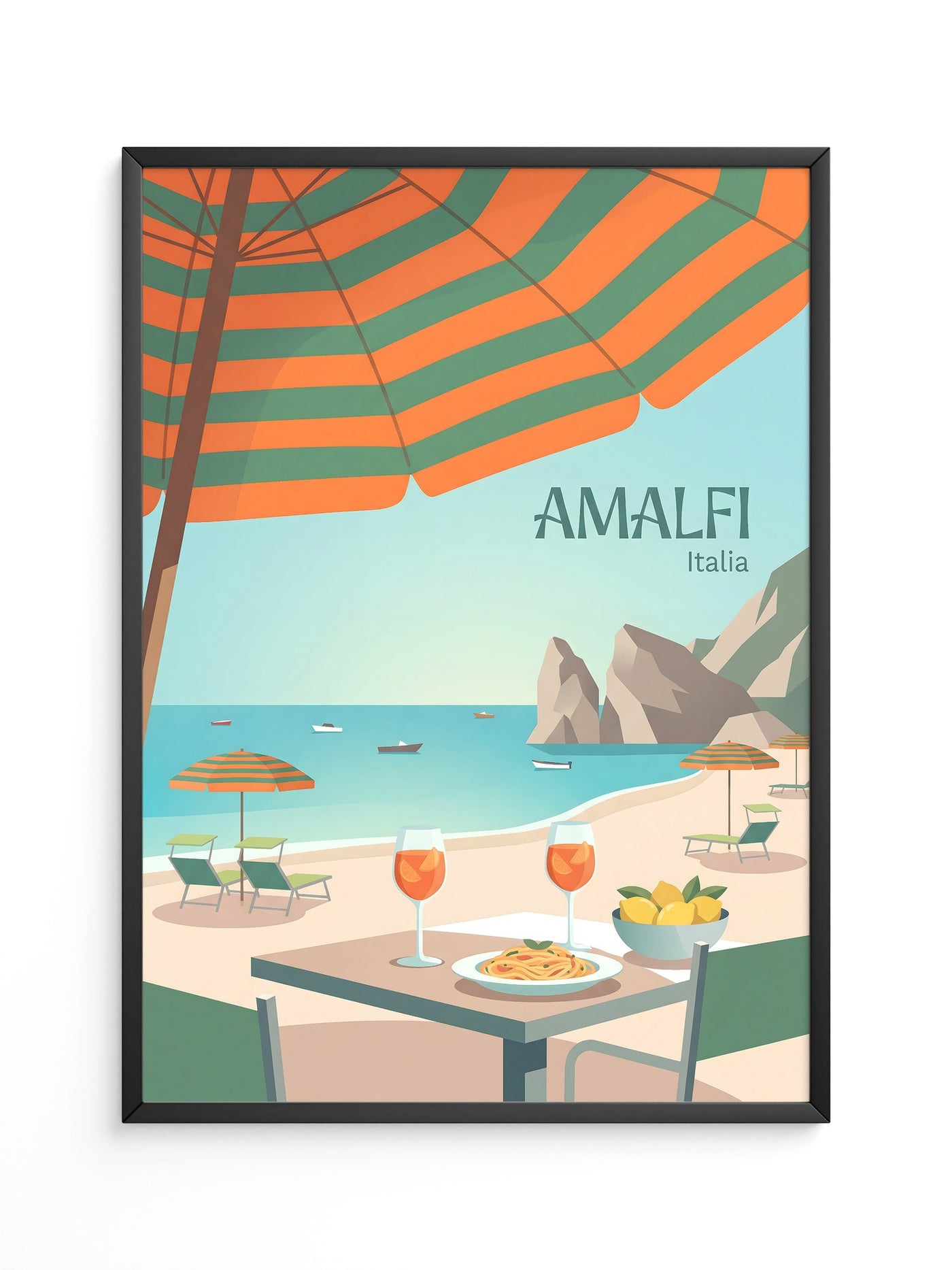 Amalfi Strand Grafisch Retro