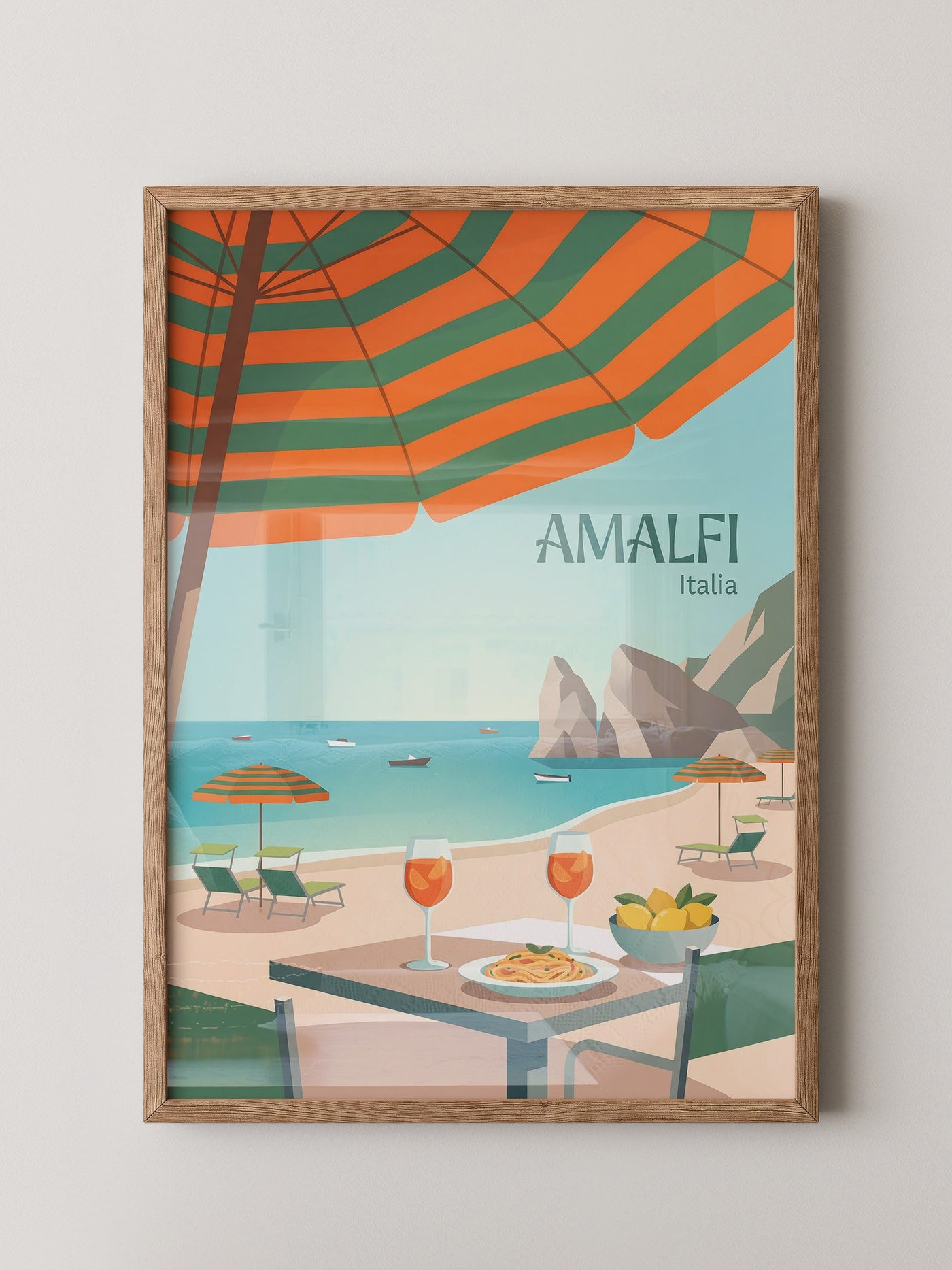 Amalfi Strand Grafisch Retro