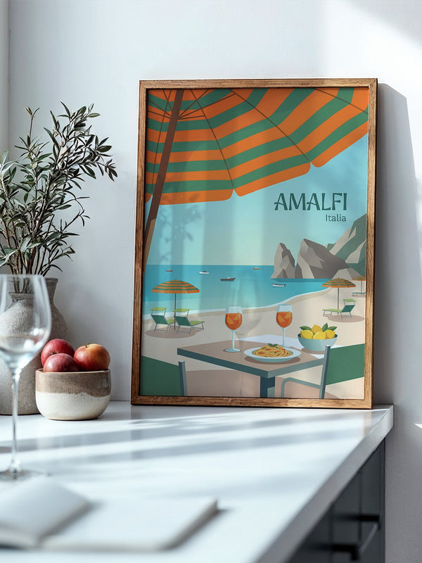 Amalfi Strand Grafisch Retro