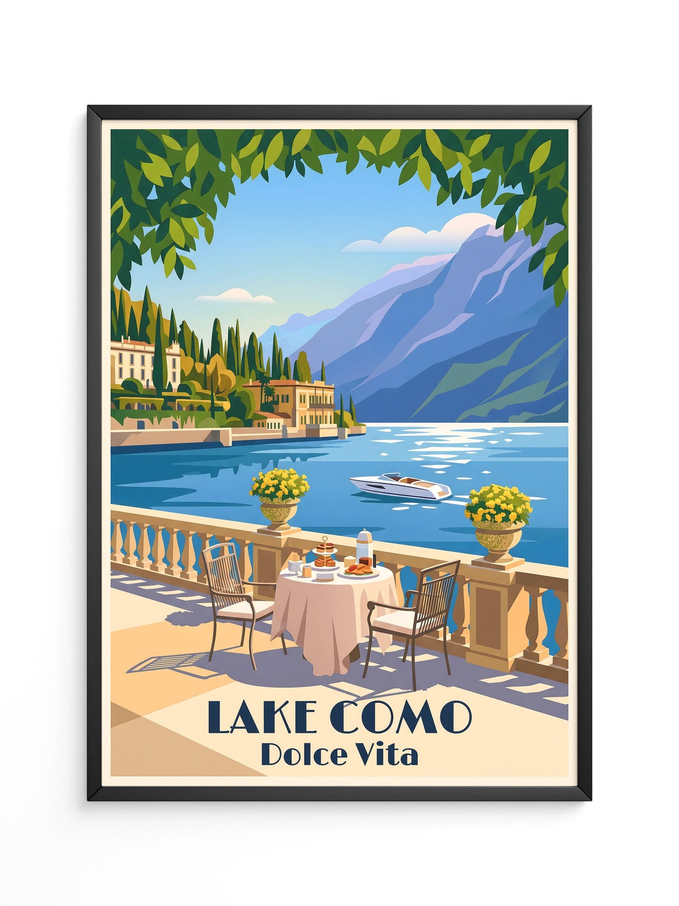 Lake Como Terrasse Sonnenlicht
