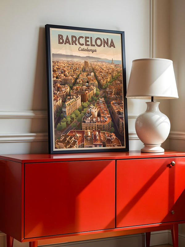 Barcelona Stadtpanorama Dämmerung