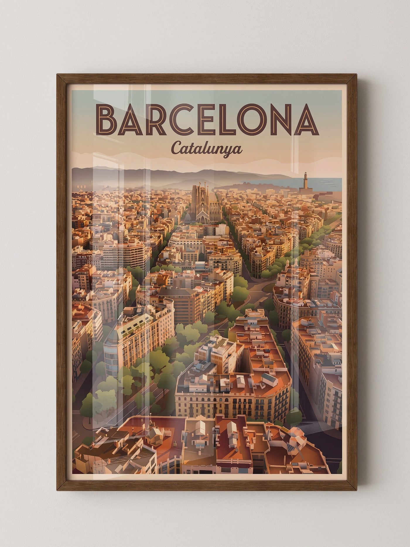 Barcelona Stadtpanorama Dämmerung