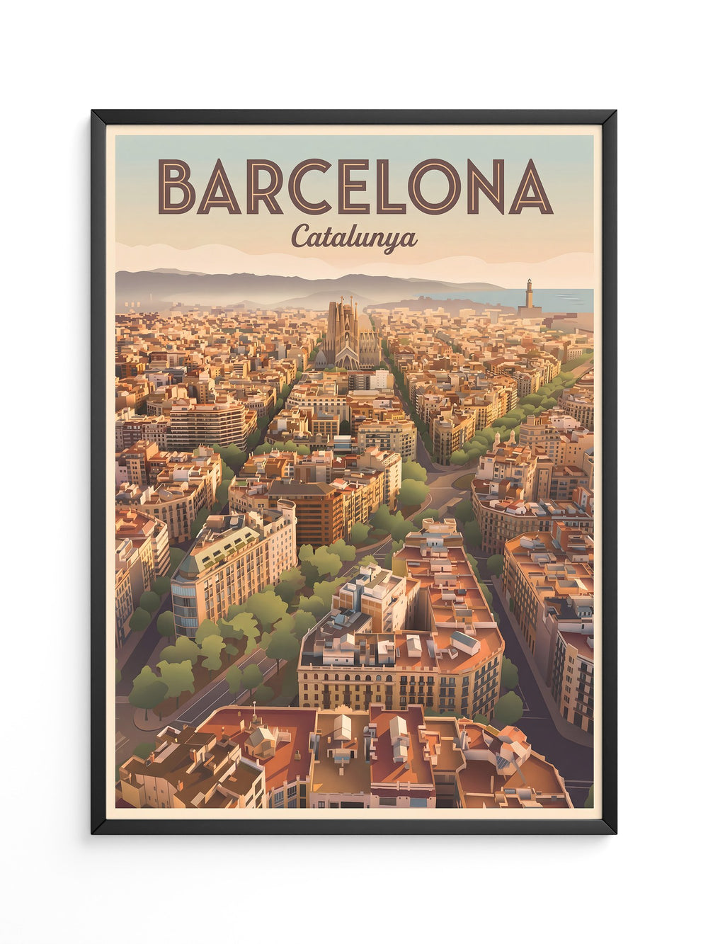 Barcelona Stadtpanorama Dämmerung