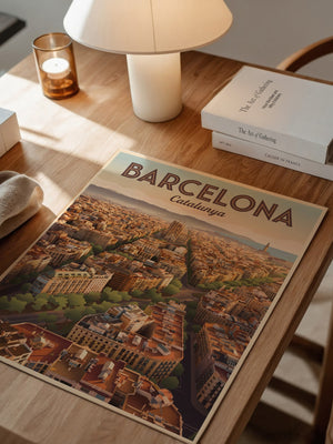 Barcelona Stadtpanorama Dämmerung