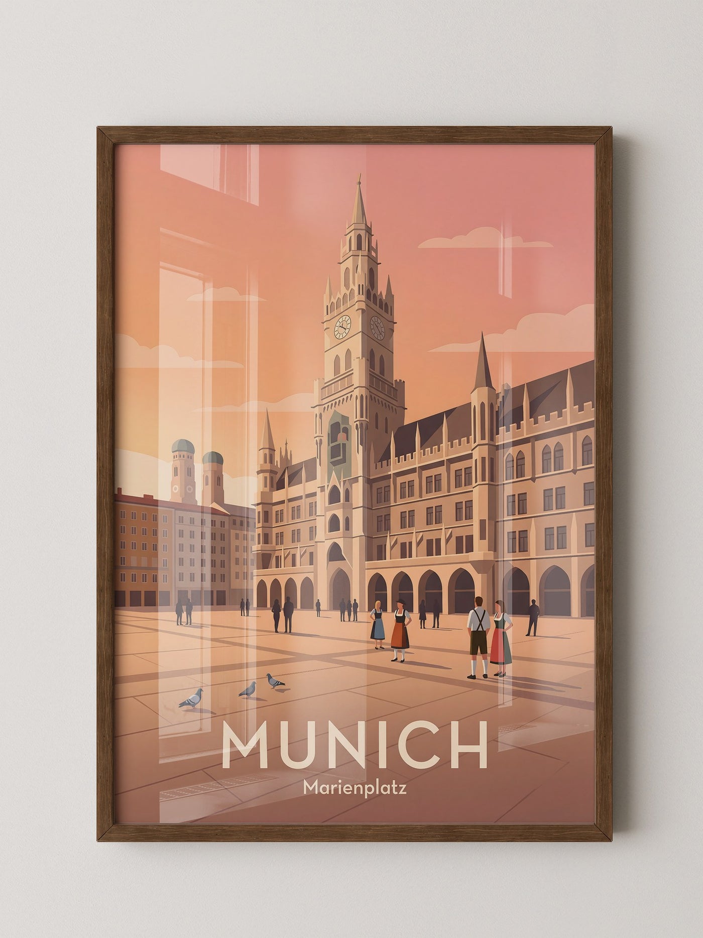 Marienplatz Architektur Pastell