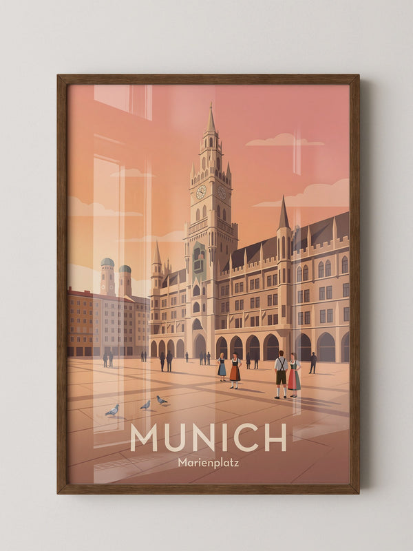 Marienplatz Architektur Pastell