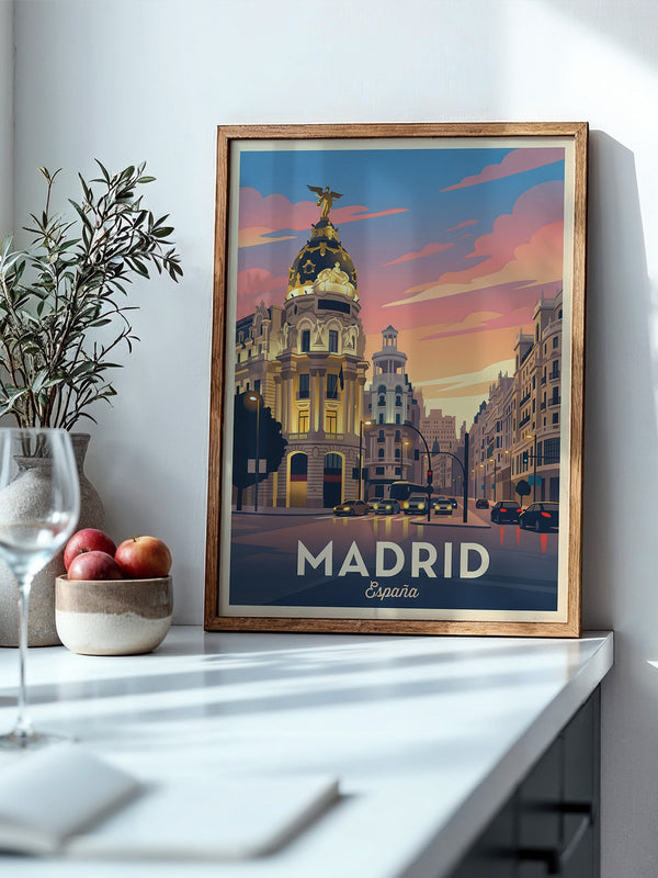 Madrid Abendstimmung Retro Stil