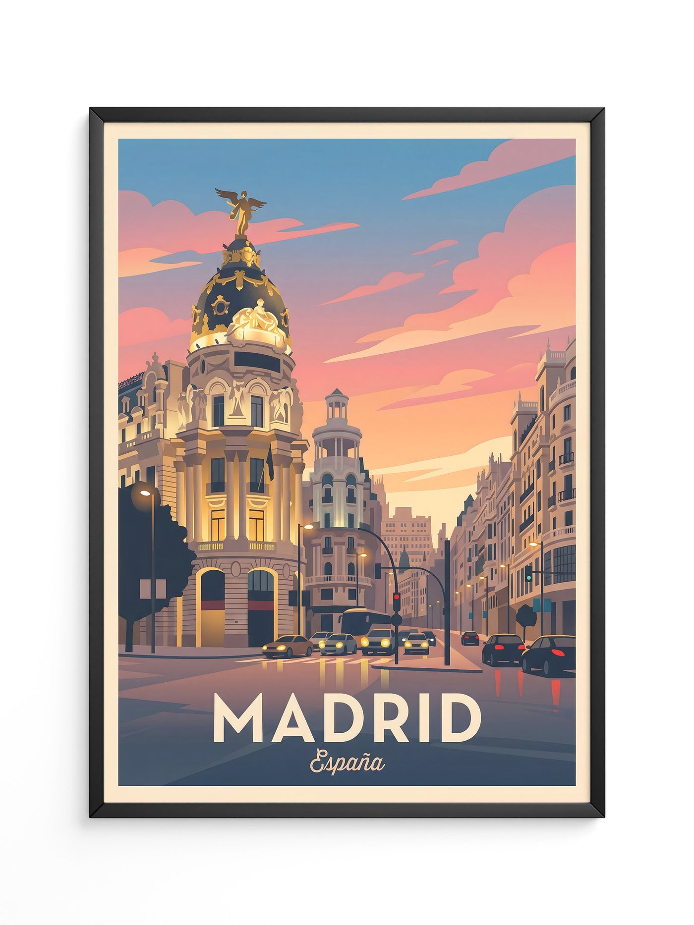 Madrid Abendstimmung Retro Stil