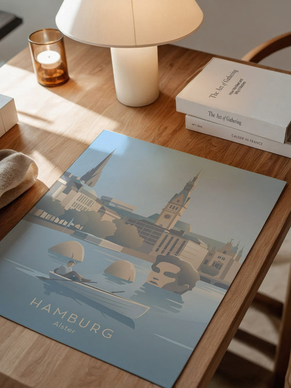 Hamburg Skyline Pastell Illustration