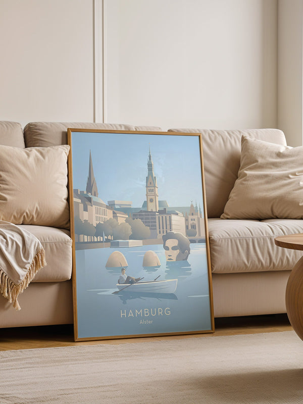 Hamburg Skyline Pastell Illustration