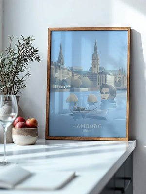 Hamburg Skyline Pastell Illustration