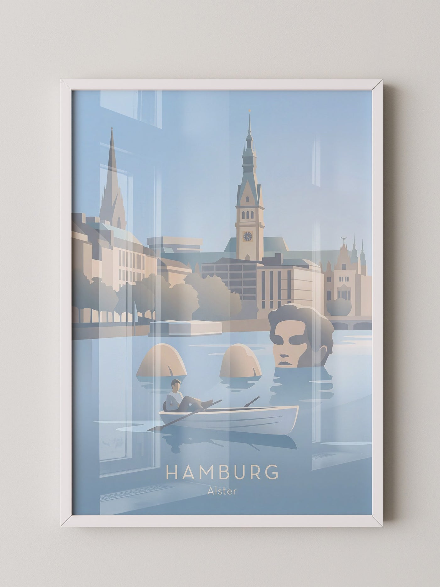 Hamburg Skyline Pastell Illustration