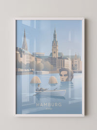 Hamburg Skyline Pastell Illustration