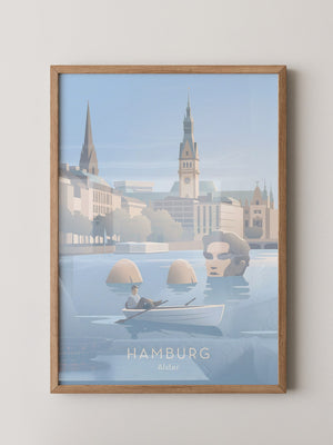 Hamburg Skyline Pastell Illustration