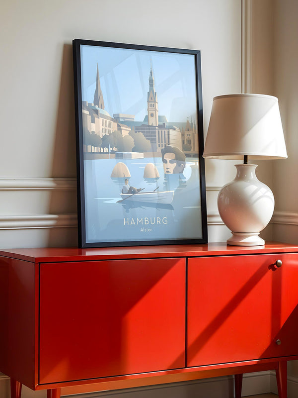 Hamburg Skyline Pastell Illustration