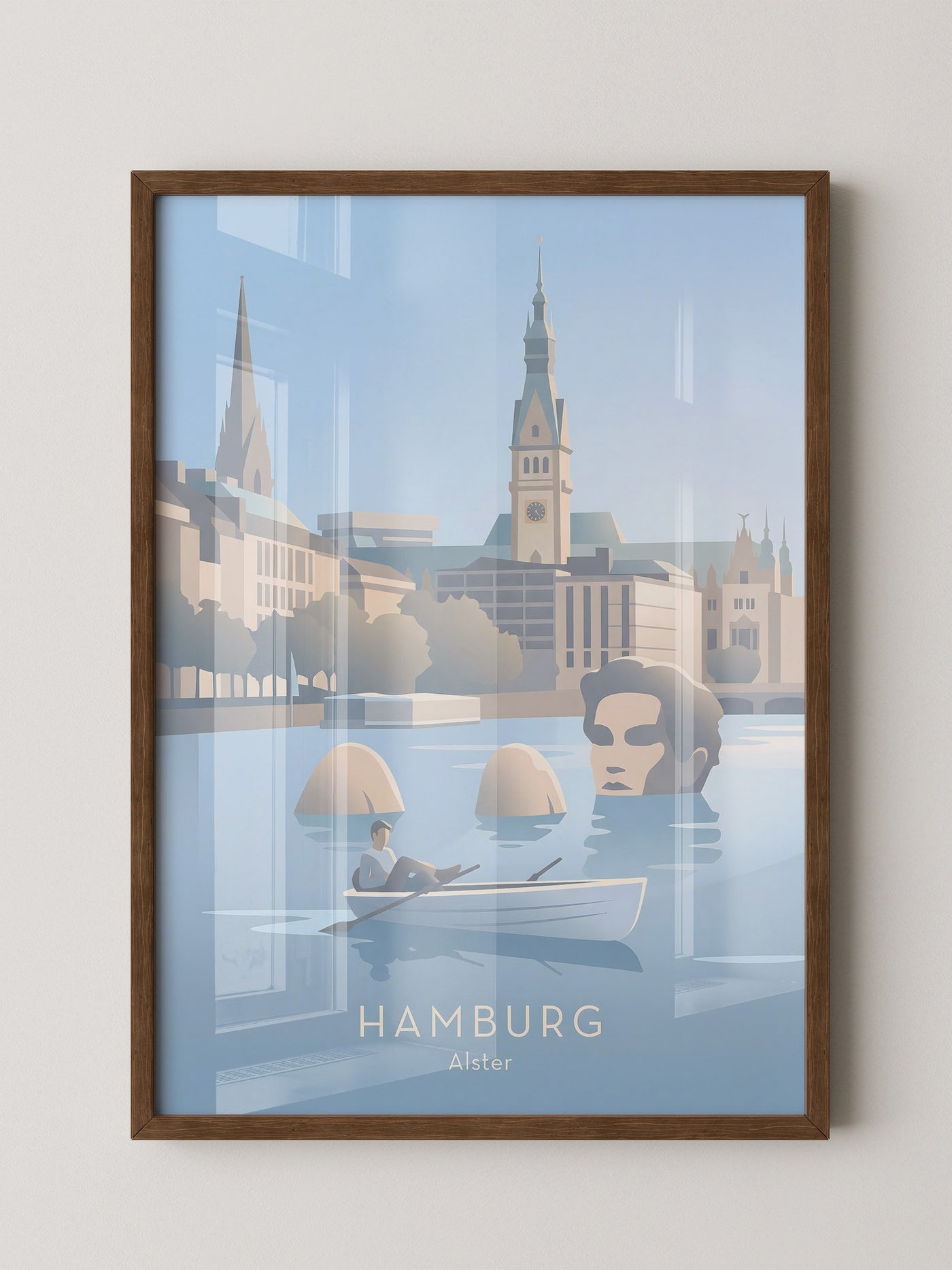 Hamburg Skyline Pastell Illustration