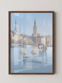 Hamburg Skyline Pastell Illustration