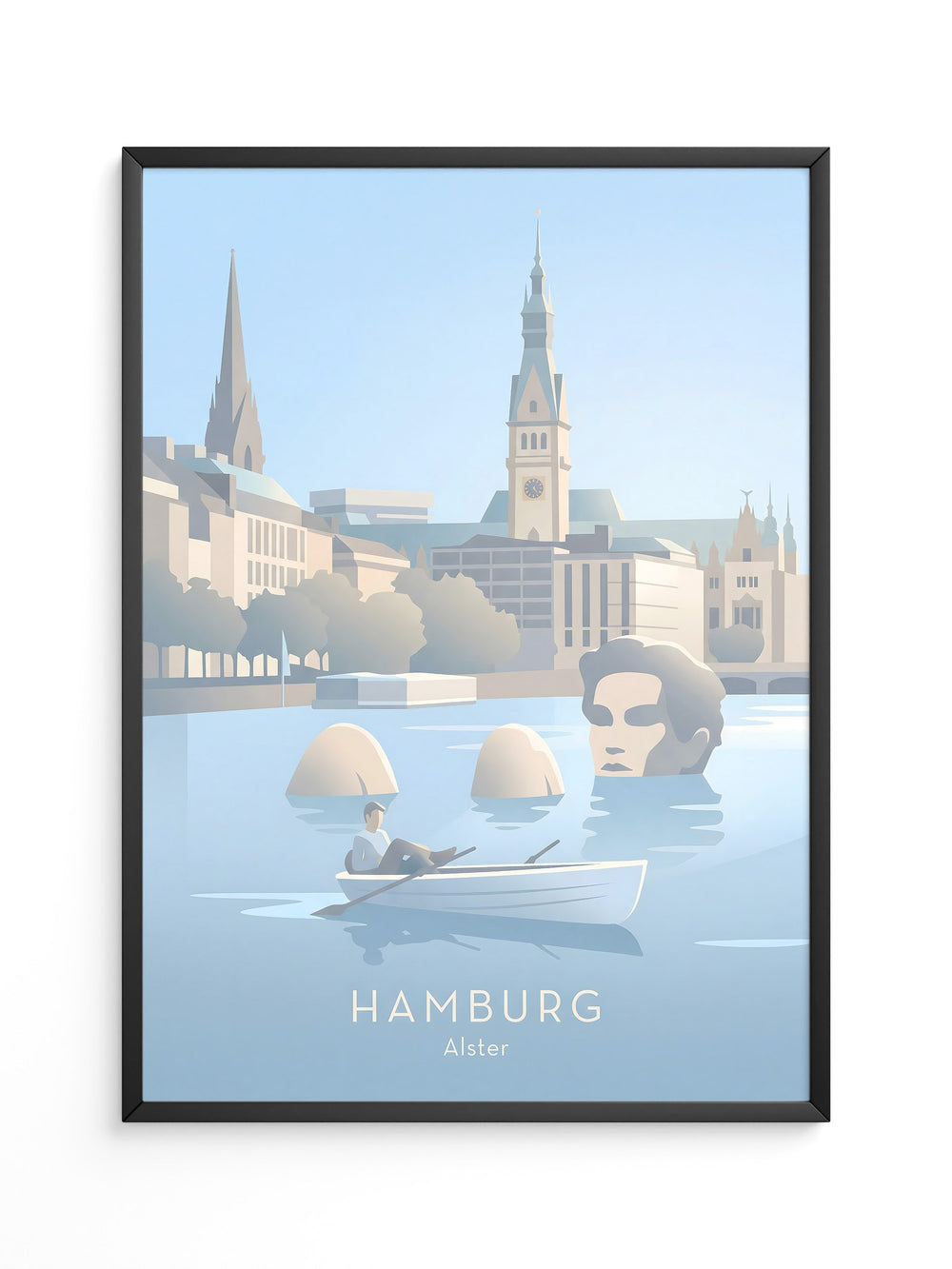 Hamburg Skyline Pastell Illustration
