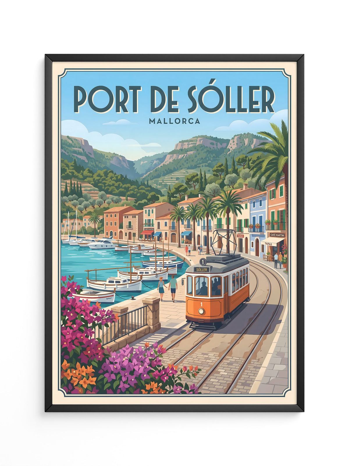 Mallorca Hafen Tram Retro