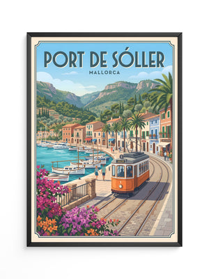 Mallorca Hafen Tram Retro