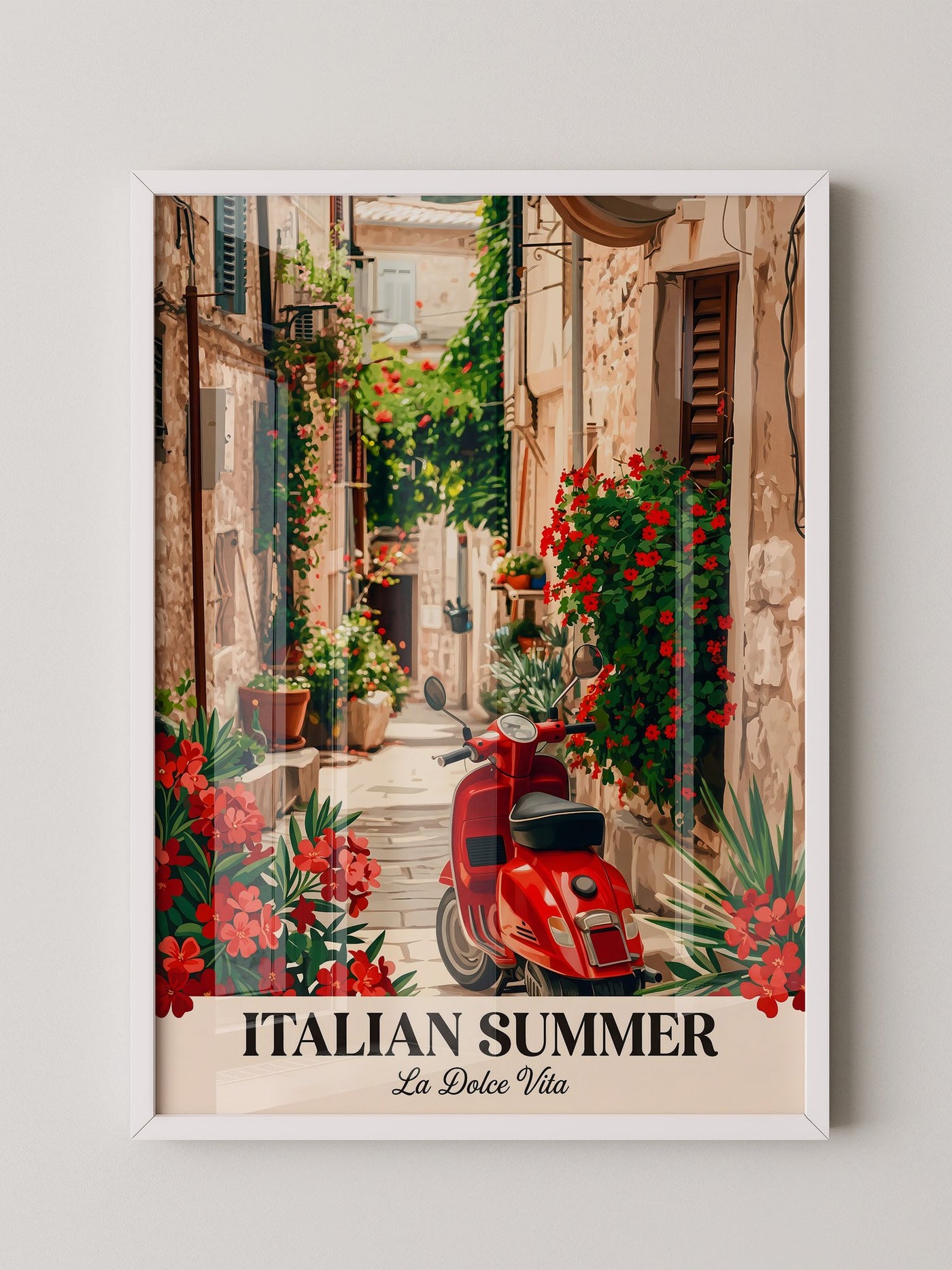 Roter Vespa Gasse Blumen