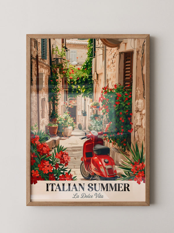 Roter Vespa Gasse Blumen