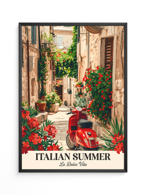 Roter Vespa Gasse Blumen