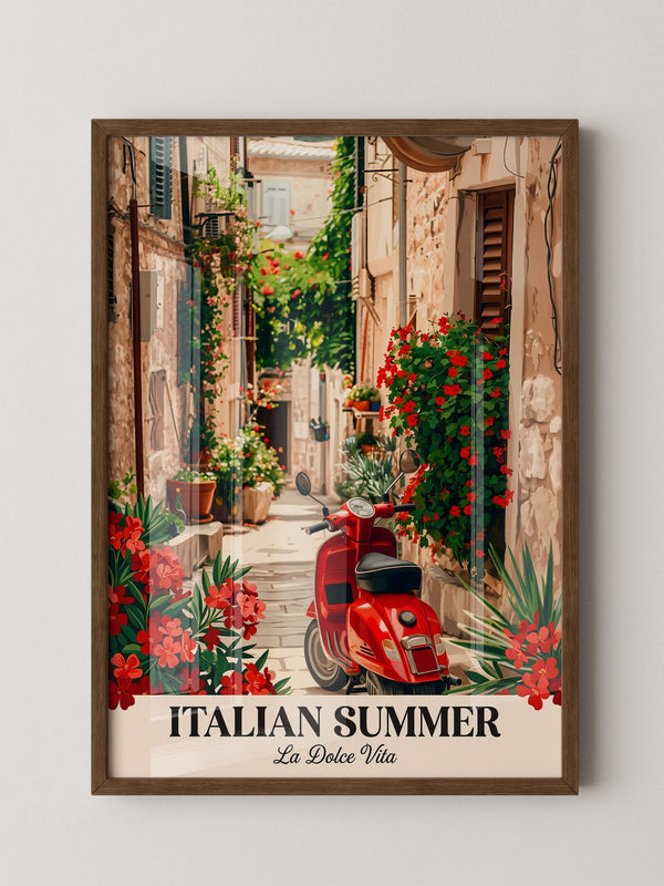 Roter Vespa Gasse Blumen