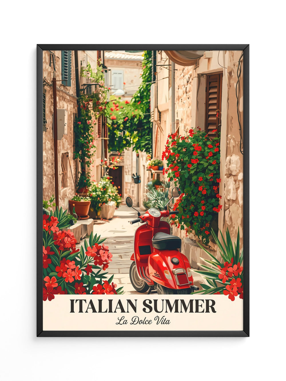 Roter Vespa Gasse Blumen