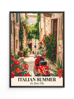 Roter Vespa Gasse Blumen