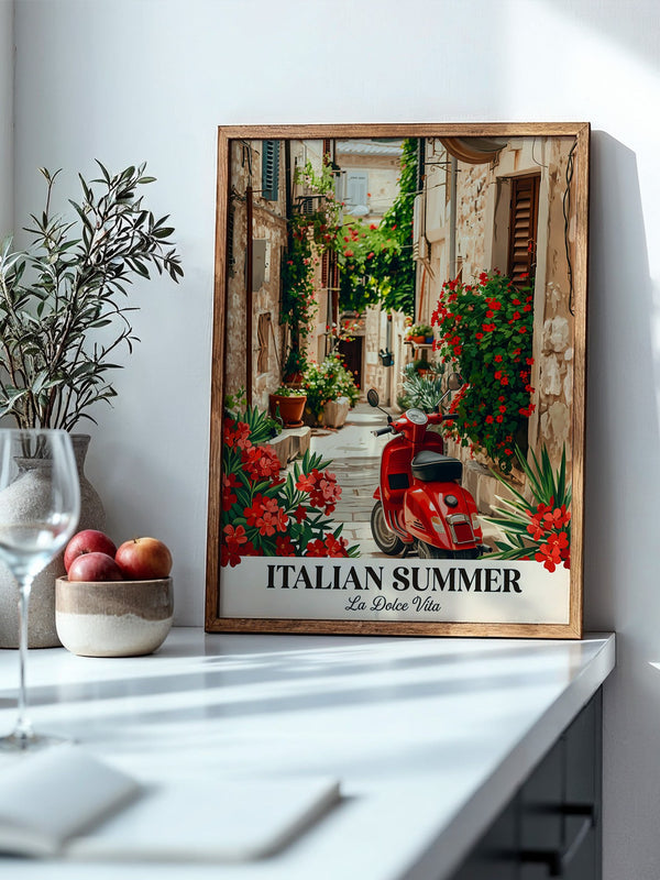 Roter Vespa Gasse Blumen